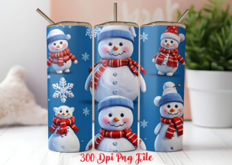 Snowman Claus Pattern Tumbler Sublimation Wrap Designs PNG