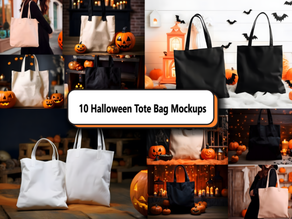 Halloween tote bag mockup bundle graphic t shirt
