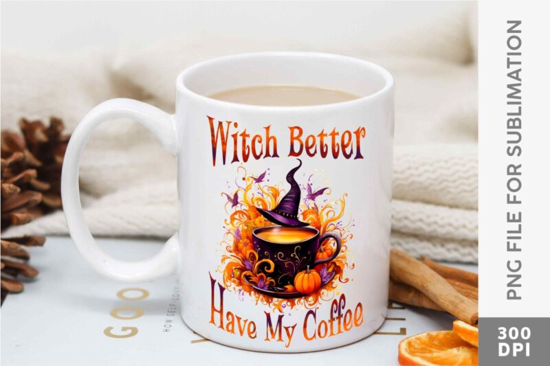 Halloween Magic Coffee Latte Sublimation Designs PNG Bundle, Halloween Coffee T-shirt Designs Bundle