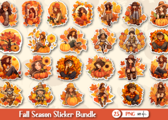 Fall Autumn Stickers Set With Cute Character t shirt graphic design