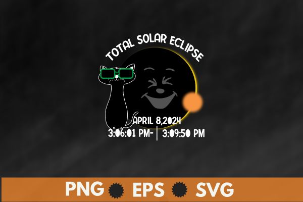 Solar Eclipse TShirt design vector, Cat Wearing Solar Eclipse Glasses T-Shirt