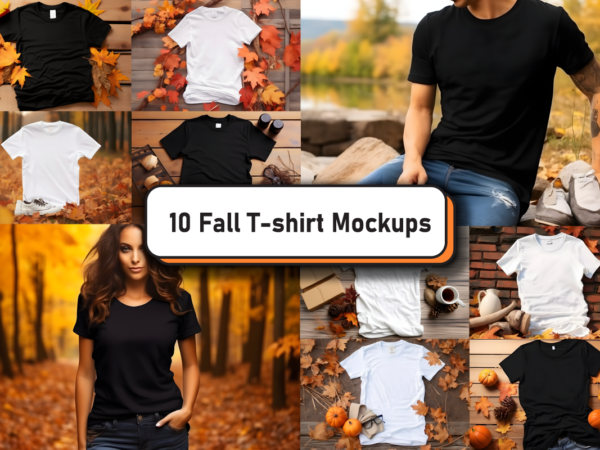 Fall autumn t-shirt mockup bundle