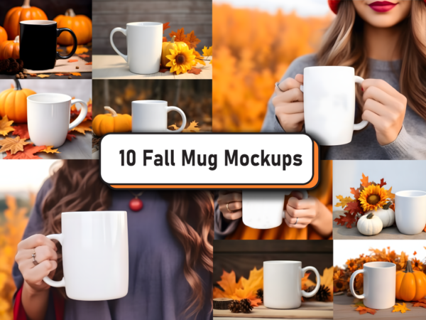 Fall autumn mug mockup bundle t shirt graphic design