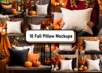 Fall Autumn Pillow Mockup Bundle t shirt graphic design