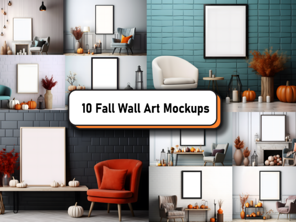 Fall autumn wall art mockup bundle t shirt graphic design