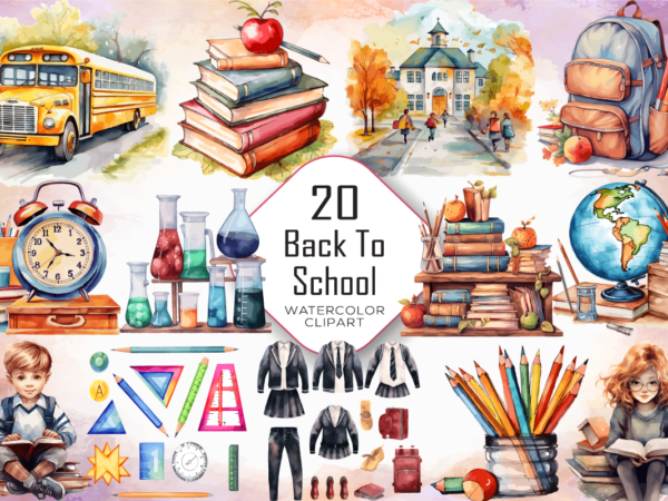 Back to school sublimation clipart bundle t shirt template