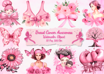 Breast Cancer Awareness Sublimation Clipart Bundle