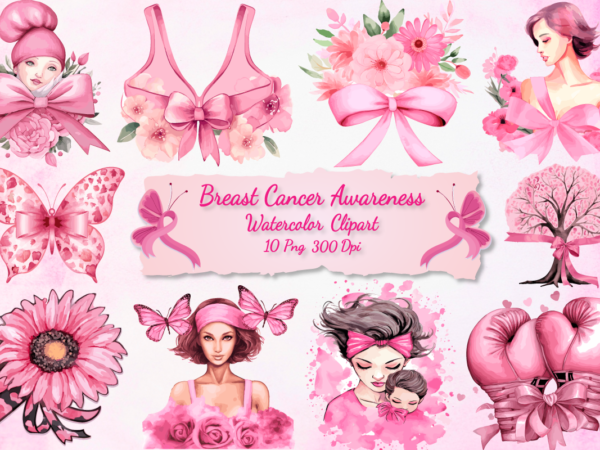 Breast cancer awareness sublimation clipart bundle t shirt template
