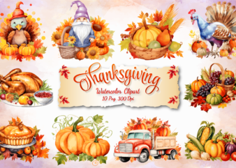 Thanksgiving Day Watercolor Sublimation Clipart Bundle