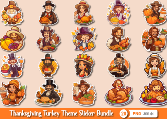 Thanksgiving Turkey Themed Stickers Bundle
