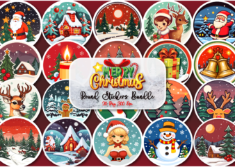 Round Christmas Printable Sticker Bundle