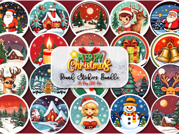 Round christmas printable sticker bundle t shirt design online