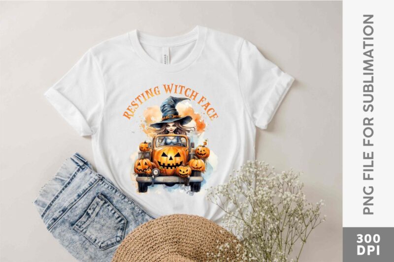 Witch Girl Driving Sublimation Designs PNG Bundle, Girl Driving Car T-shirt Designs