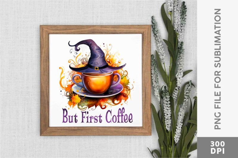 Halloween Magic Coffee Latte Sublimation Designs PNG Bundle, Halloween Coffee T-shirt Designs Bundle