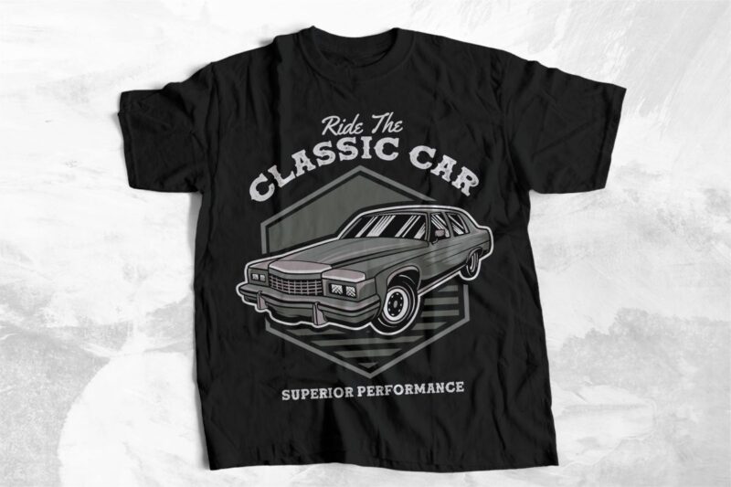 Classic Car Vector T-shirt Designs Bundle, Vintage Old Car Graphic T-shirt for Apparel