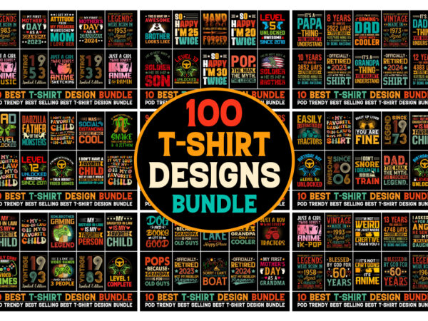 100 best selling t-shirt design bundle