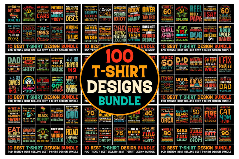 100 Best Selling T-Shirt Design Bundle