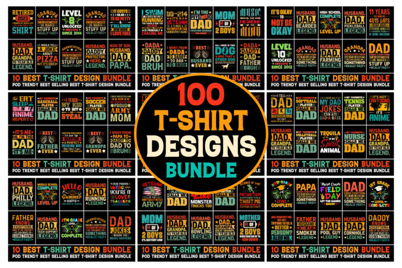 100 Best Selling T-Shirt Design Bundle