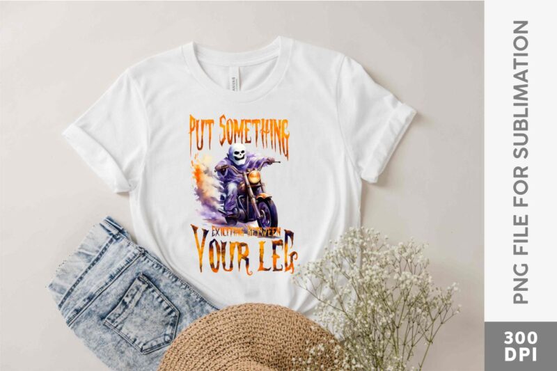 Zombie Skeleton and Witch Girl Riding Motorcycle Sublimation