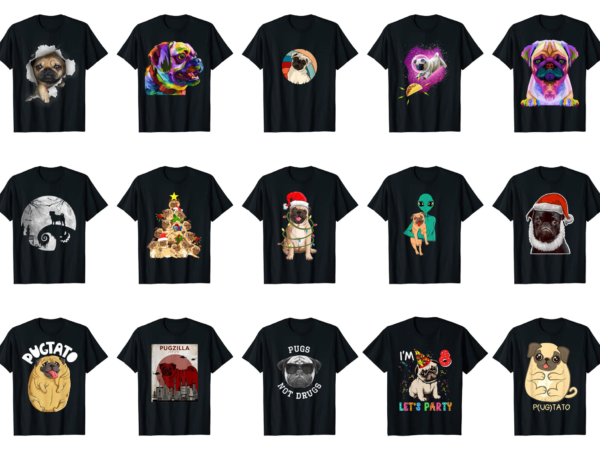 15 pug shirt designs bundle for commercial use part 5, pug t-shirt, pug png file, pug digital file, pug gift, pug download, pug design