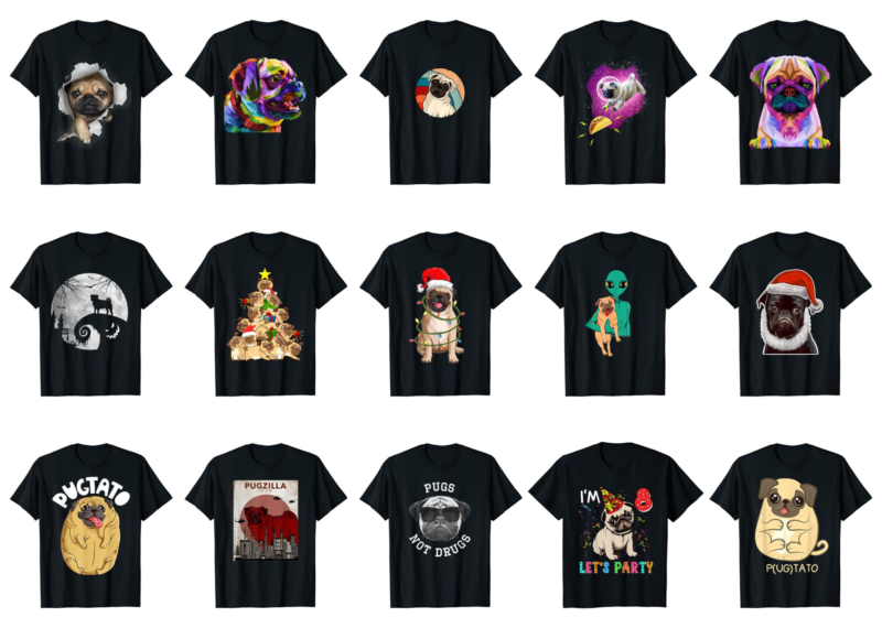 15 Pug Shirt Designs Bundle For Commercial Use Part 5, Pug T-shirt, Pug png file, Pug digital file, Pug gift, Pug download, Pug design