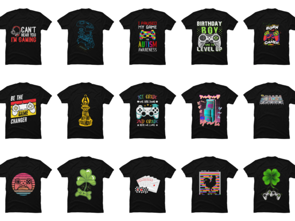 15 game shirt designs bundle for commercial use part 1, game t-shirt, game png file, game digital file, game gift, game download, game design dbh
