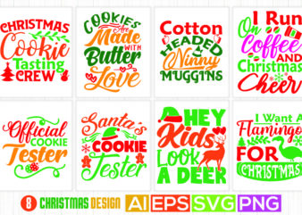 typography design for christmas graphic, santa cookie tee greeting, christmas coffee official cookie tester lettering design illustration art