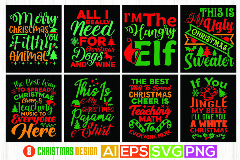 Christmas T shirt Graphic, This Is My Ugly Christmas Sweater, Christmas Dog Funny Greeting, Christmas Cheer Is Teaching Lettering Graphics