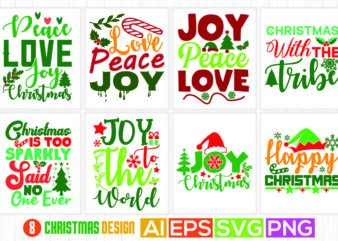 christmas phrase shirt design, peace love joy christmas, happy christmas greeting, christmas with the tribe lettering apparel