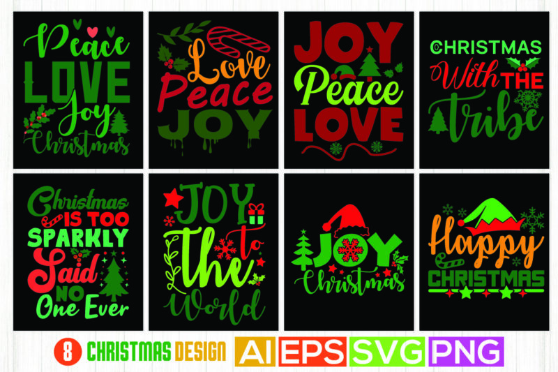 christmas phrase shirt design, peace love joy christmas, happy christmas greeting, christmas with the tribe lettering apparel