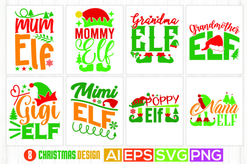typography christmas saying retro design, birthday gift for grandma, mum elf, grandmother tee design