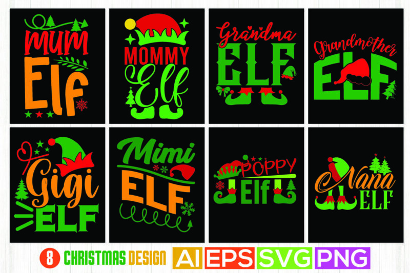 typography christmas saying retro design, birthday gift for grandma, mum elf, grandmother tee design