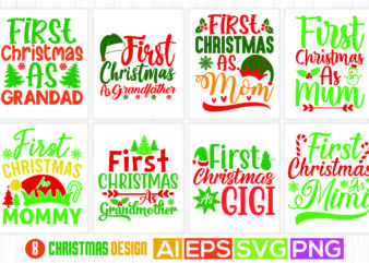 christmas typography lettering design, celebrate gift for grandad, happy mommy day holiday event christmas clothing