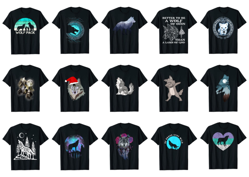 15 Wolf Shirt Designs Bundle For Commercial Use Part 5, Wolf T-shirt, Wolf png file, Wolf digital file, Wolf gift, Wolf download, Wolf design