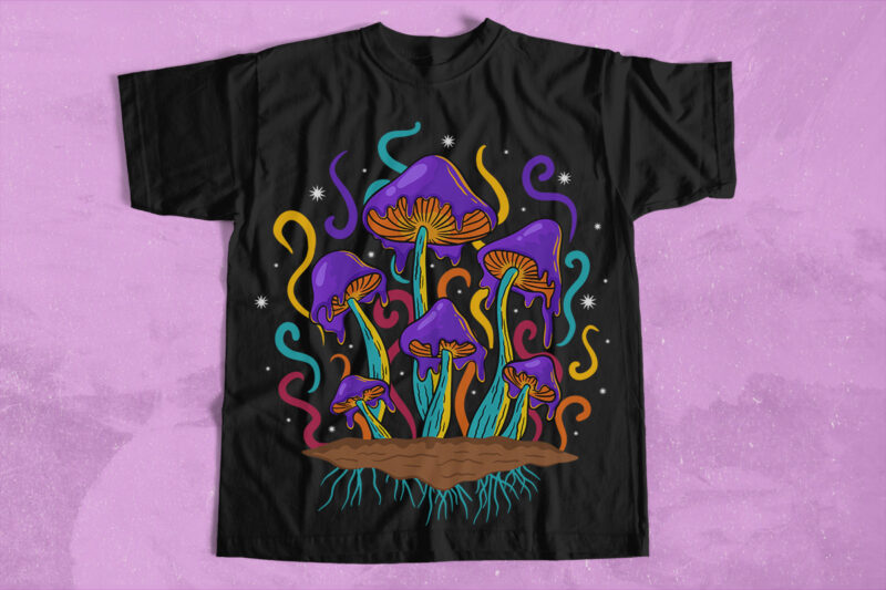 Mushroom Fantasy Art Illustration PNG T-shirt Designs Bundle