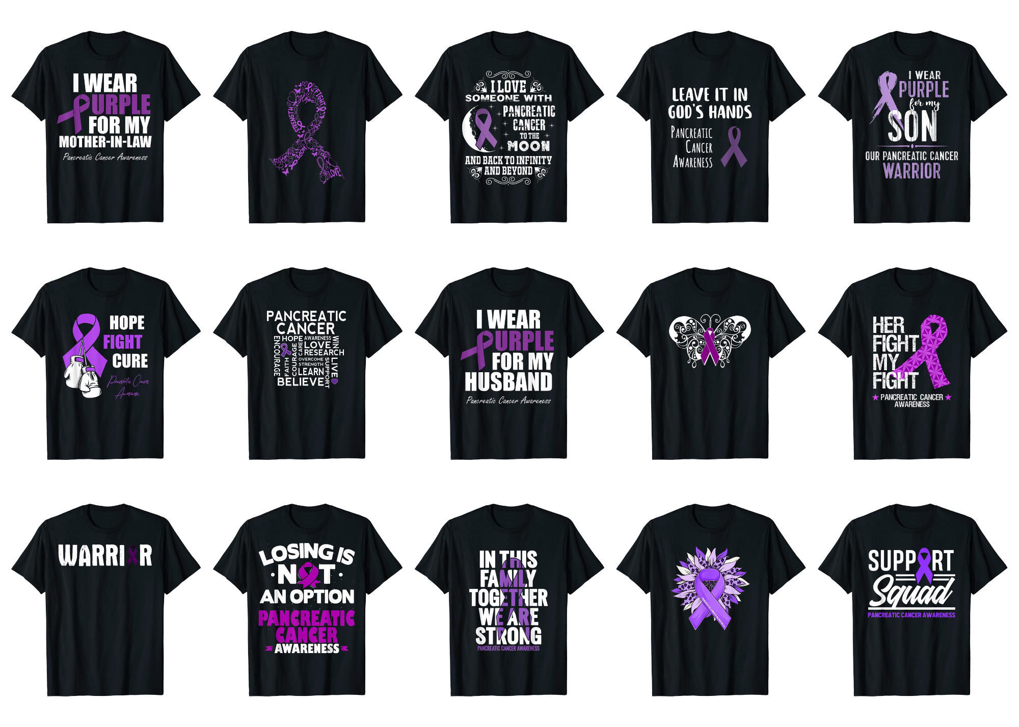 15 Pancreatic Cancer Awareness Shirt Designs Bundle For Commercial Use