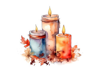Cozy Candles Watercolor Illustration png