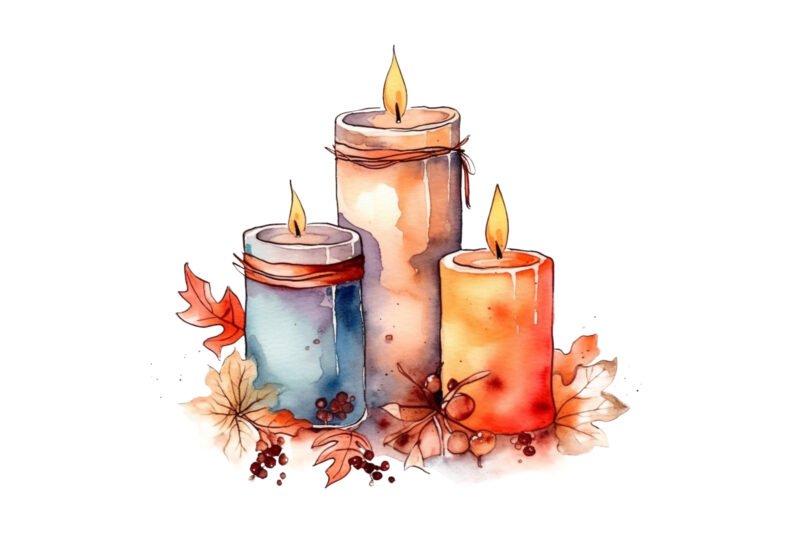 Cozy Candles Watercolor Illustration png