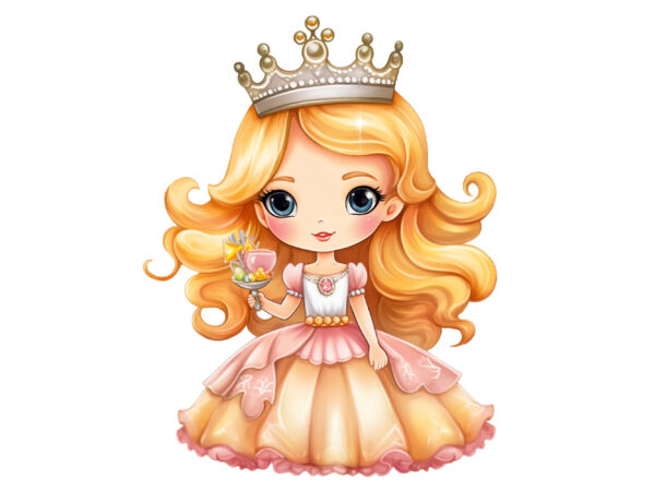 Cute princess sublimation clipart t shirt vector file