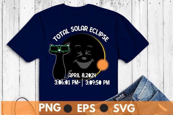 Solar Eclipse TShirt design vector, Cat Wearing Solar Eclipse Glasses T-Shirt