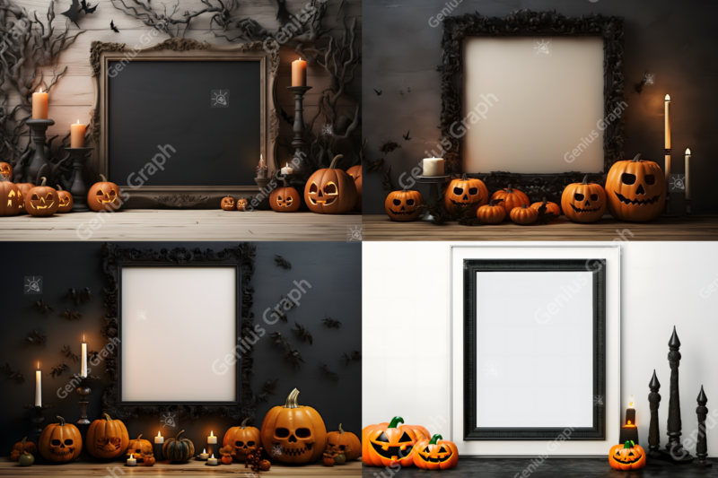 Halloween Interior Wall Art Mockup Bundle