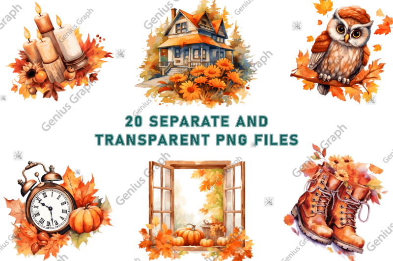 Fall Season Sublimation Clipart Bundle