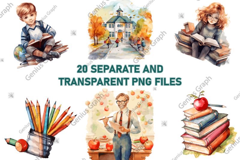 Back to School Sublimation Clipart Bundle