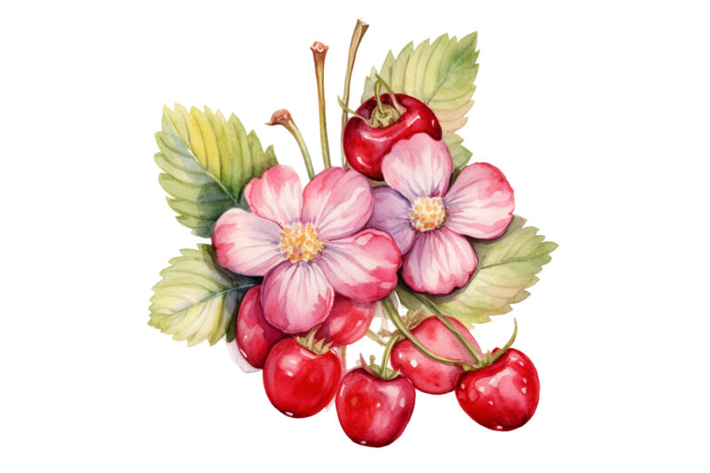 Watercolor Berry Candy Flower Clipart