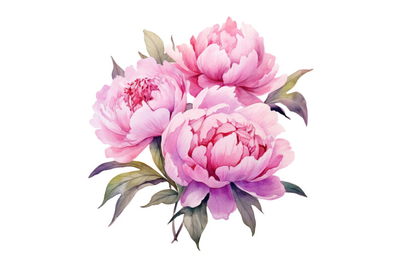 Watercolor Soft Pink Peonies Clipart