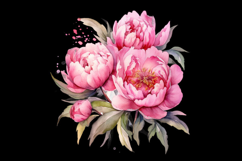 Watercolor Soft Pink Peonies Clipart