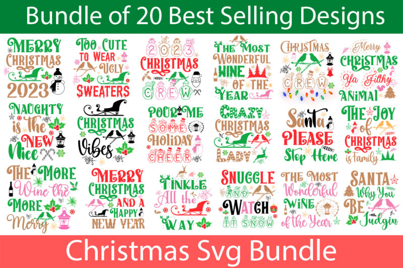 Christmas SVG Bundle ,20 SVG Designs,Merry Christmas And A Happy New Year T-shirt Design,I Wasn't Made For Winter SVG cut fileWishing You A Merry Christmas T-shirt Design,Stressed Blessed & Christmas