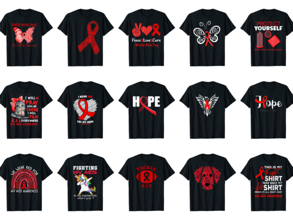 15 world aids day shirt designs bundle for commercial use part 5, world aids day t-shirt, world aids day png file, world aids day digital file, world aids day gift,