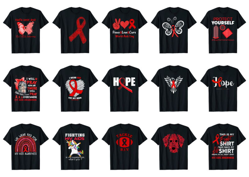 15 World AIDS Day Shirt Designs Bundle For Commercial Use Part 5, World AIDS Day T-shirt, World AIDS Day png file, World AIDS Day digital file, World AIDS Day gift,