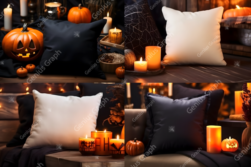 Halloween Pillow Mockup Bundle